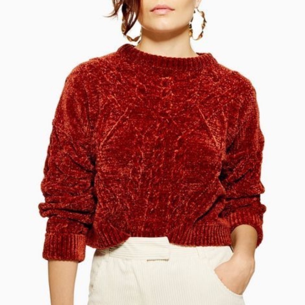 Topshop Chenille Knit Crewneck Sweater